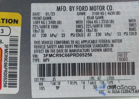 2023 Ford Bronco Sport Outer Banks from USA, damaged, VIN 3FMCR9C66PRD05256
